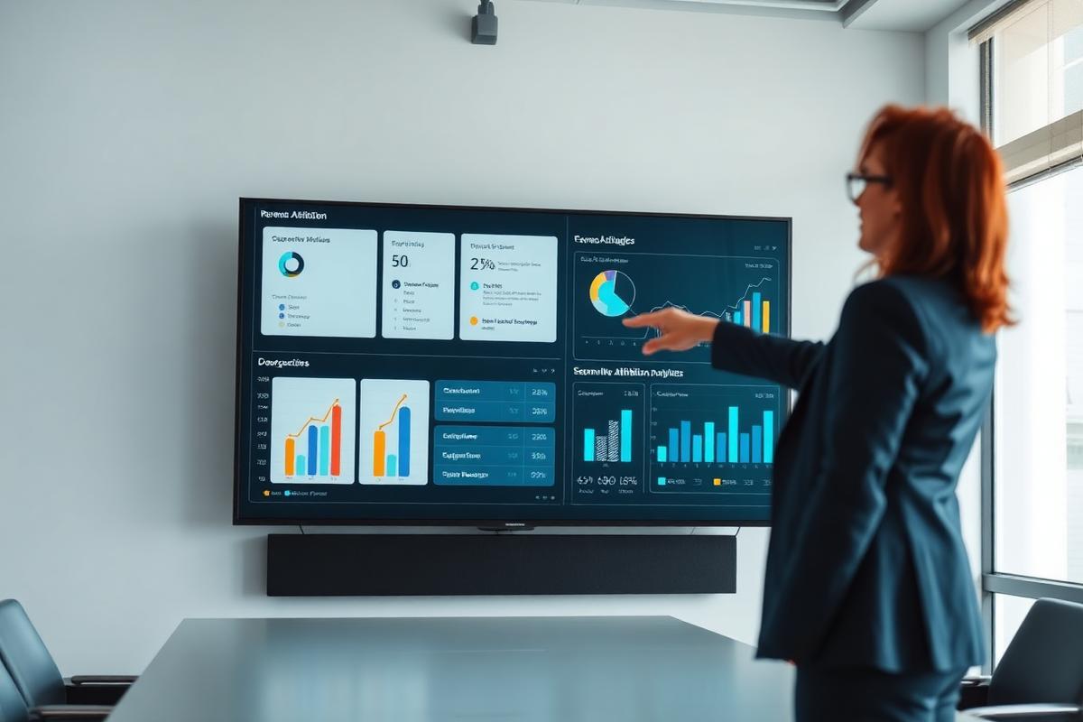 Strategist presenting a revenue attribution dashboard
