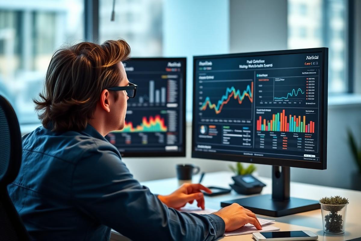 Media buyer reviewing paid campaign performance dashboards