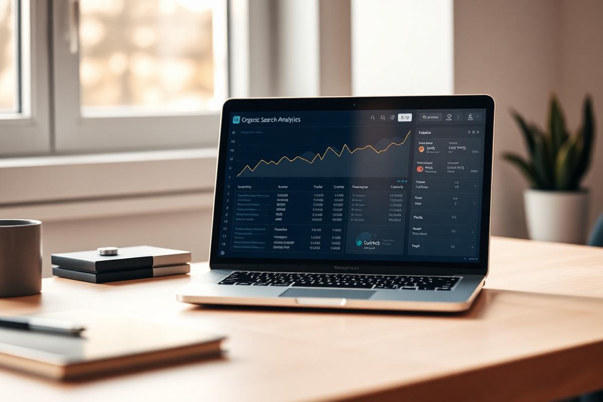 Organic search analytics dashboard showing ranking and traffic growth