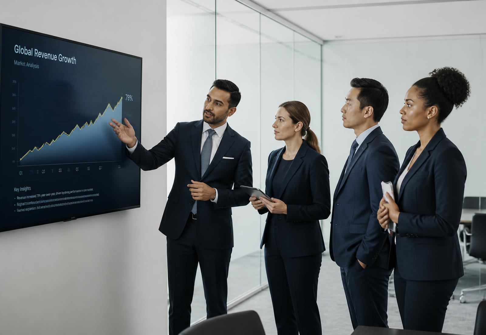JDM Strategies strategists reviewing business performance data together